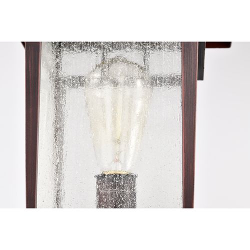 Main product image of Cove Neck Collection Outdoor Large 16 inch Post Light Pole Lantern Rustic Bronze Finish w/ Clear Seeded Glass