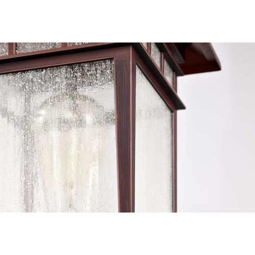 Main product image of Cove Neck Collection Outdoor Large 16 inch Post Light Pole Lantern Rustic Bronze Finish w/ Clear Seeded Glass