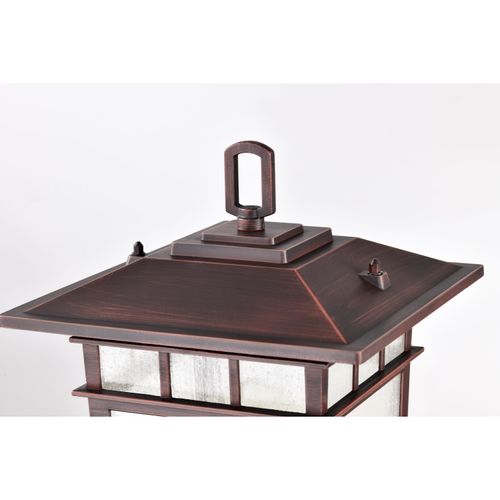Main product image of Cove Neck Collection Outdoor Large 16 inch Post Light Pole Lantern Rustic Bronze Finish w/ Clear Seeded Glass