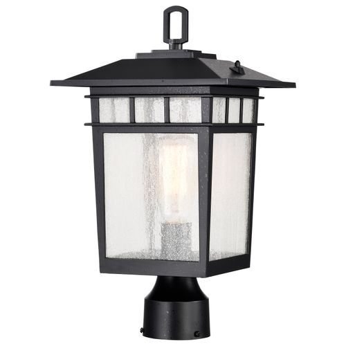 Main product image of Cove Neck Collection Outdoor Large 16 inch Post Light Pole Lantern Textured Black Finish w/ Clear Seeded Glass