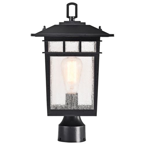 Main product image of Cove Neck Collection Outdoor Large 16 inch Post Light Pole Lantern Textured Black Finish w/ Clear Seeded Glass