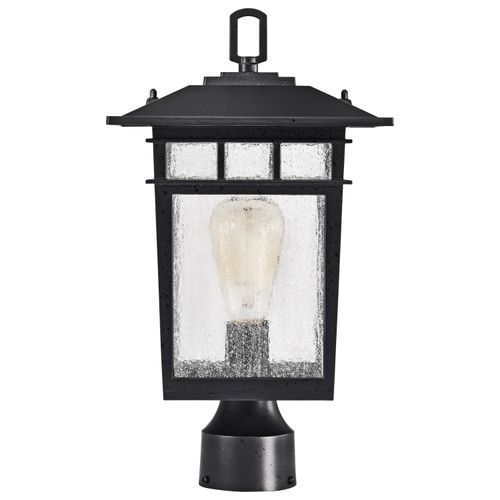 Main product image of Cove Neck Collection Outdoor Large 16 inch Post Light Pole Lantern Textured Black Finish w/ Clear Seeded Glass