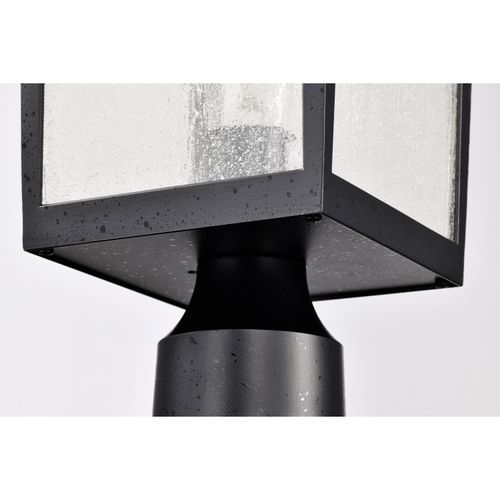Main product image of Cove Neck Collection Outdoor Large 16 inch Post Light Pole Lantern Textured Black Finish w/ Clear Seeded Glass