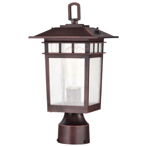 Main product image of Cove Neck Collection Outdoor Medium 14 inch Post Light Pole Lantern Rustic Bronze Finish w/ Clear Seeded Glass