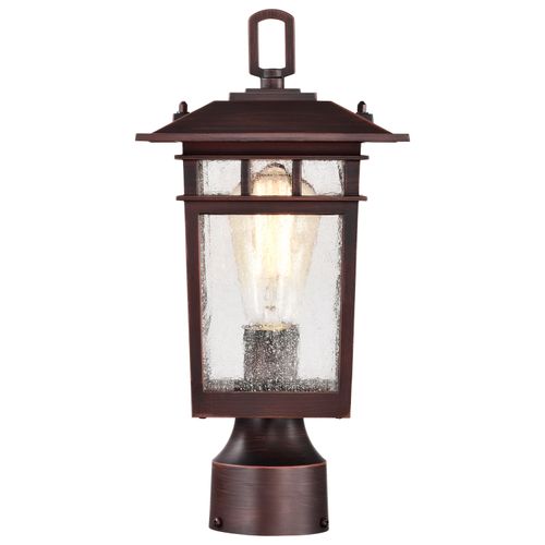 Main product image of Cove Neck Collection Outdoor Medium 14 inch Post Light Pole Lantern Rustic Bronze Finish w/ Clear Seeded Glass