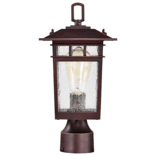 Main product image of Cove Neck Collection Outdoor Medium 14 inch Post Light Pole Lantern Rustic Bronze Finish w/ Clear Seeded Glass