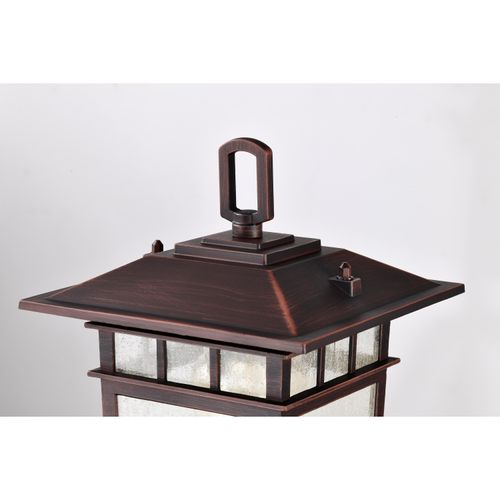 Main product image of Cove Neck Collection Outdoor Medium 14 inch Post Light Pole Lantern Rustic Bronze Finish w/ Clear Seeded Glass