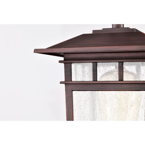 Main product image of Cove Neck Collection Outdoor Medium 14 inch Post Light Pole Lantern Rustic Bronze Finish w/ Clear Seeded Glass