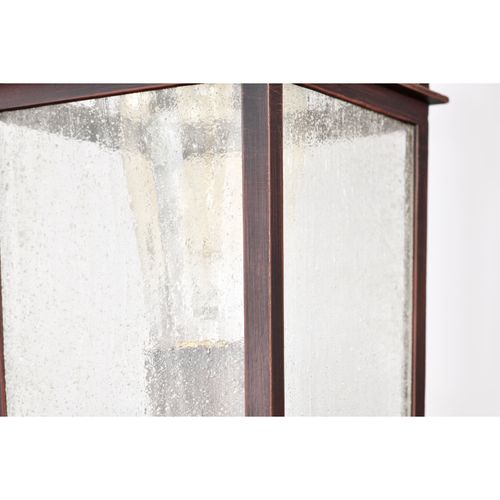Main product image of Cove Neck Collection Outdoor Medium 14 inch Post Light Pole Lantern Rustic Bronze Finish w/ Clear Seeded Glass
