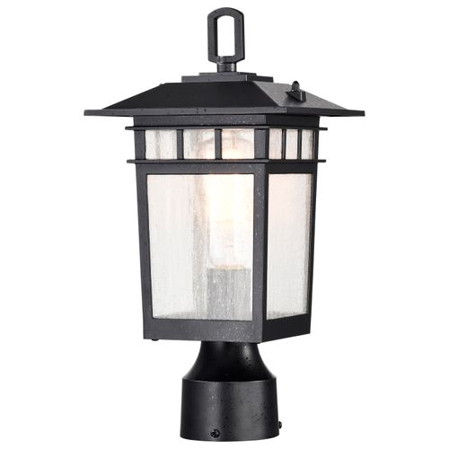 Main product image of Cove Neck Collection Outdoor Medium 14 inch Post Light Pole Lantern Textured Black Finish w/ Clear Seeded Glass