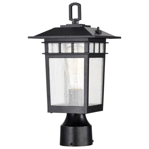 Main product image of Cove Neck Collection Outdoor Medium 14 inch Post Light Pole Lantern Textured Black Finish w/ Clear Seeded Glass