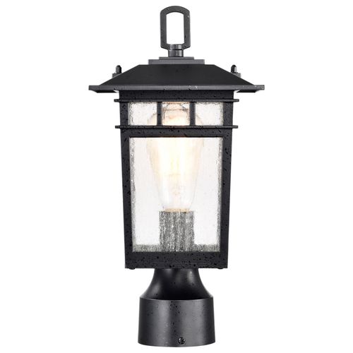 Main product image of Cove Neck Collection Outdoor Medium 14 inch Post Light Pole Lantern Textured Black Finish w/ Clear Seeded Glass