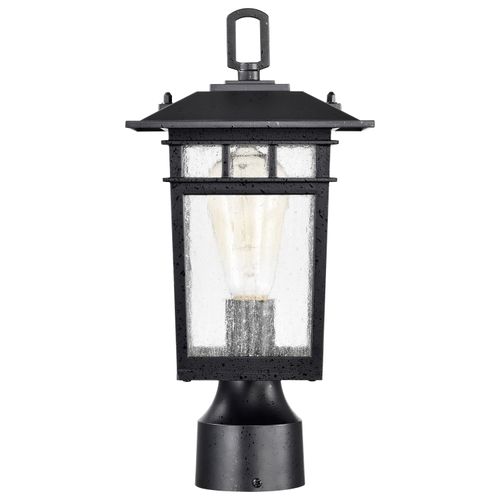 Main product image of Cove Neck Collection Outdoor Medium 14 inch Post Light Pole Lantern Textured Black Finish w/ Clear Seeded Glass