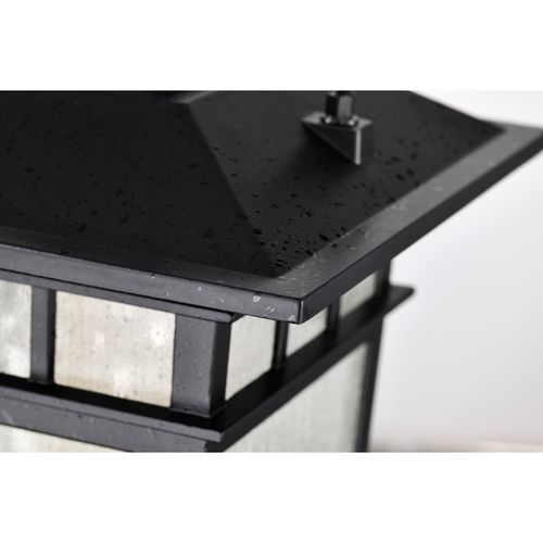 Main product image of Cove Neck Collection Outdoor Medium 14 inch Post Light Pole Lantern Textured Black Finish w/ Clear Seeded Glass
