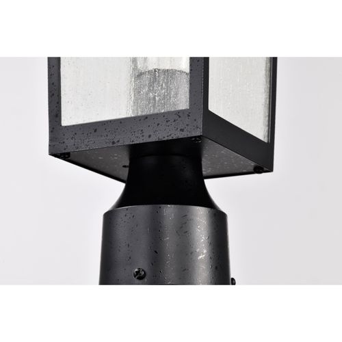 Main product image of Cove Neck Collection Outdoor Medium 14 inch Post Light Pole Lantern Textured Black Finish w/ Clear Seeded Glass