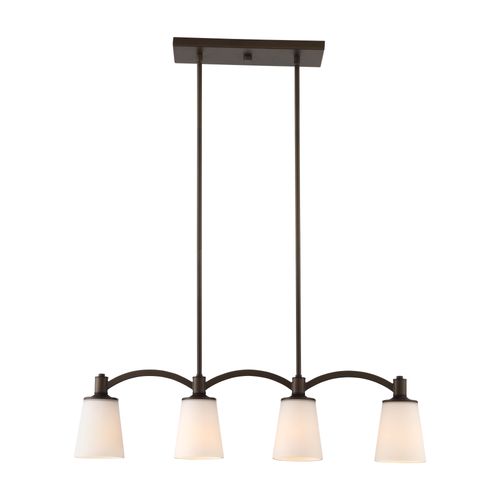 Main product image of Laguna 4 Light Island Pendant Forest Bronze w/ White Glass