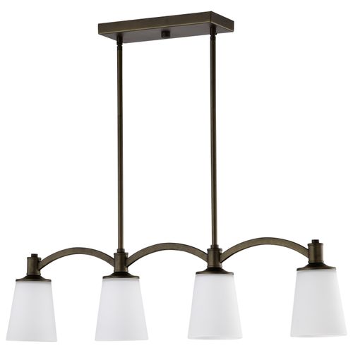 Main product image of Laguna 4 Light Island Pendant Forest Bronze w/ White Glass