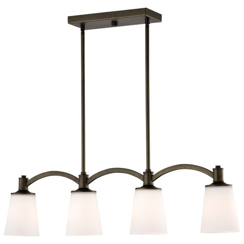 Main product image of Laguna 4 Light Island Pendant Forest Bronze w/ White Glass