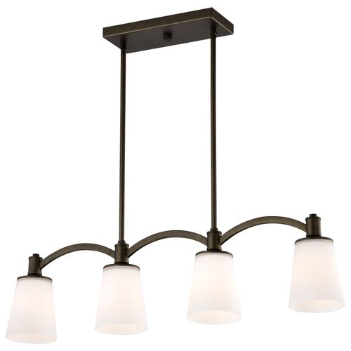 Main product image of Laguna 4 Light Island Pendant Forest Bronze w/ White Glass