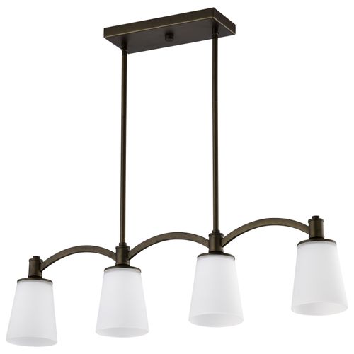 Main product image of Laguna 4 Light Island Pendant Forest Bronze w/ White Glass