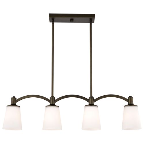 Main product image of Laguna 4 Light Island Pendant Forest Bronze w/ White Glass