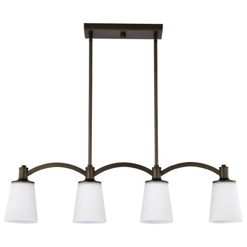 Main product image of Laguna 4 Light Island Pendant Forest Bronze w/ White Glass