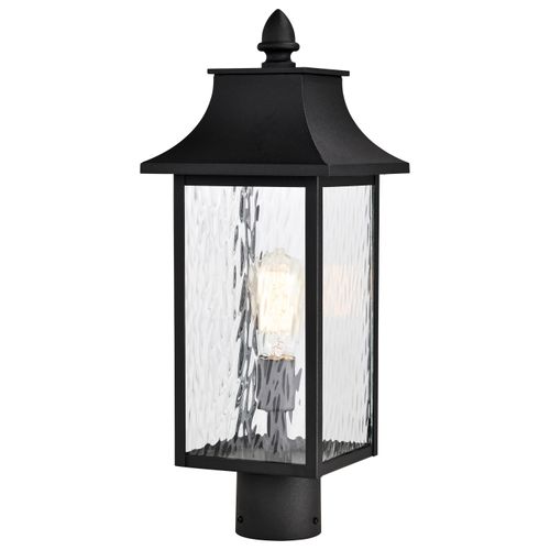 Main product image of Austen Collection Outdoor 20 inch Post Light Pole Lantern Matte Black Finish w/ Clear Water Glass