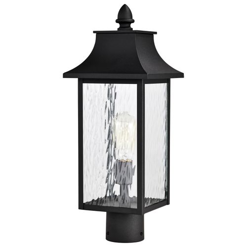Main product image of Austen Collection Outdoor 20 inch Post Light Pole Lantern Matte Black Finish w/ Clear Water Glass