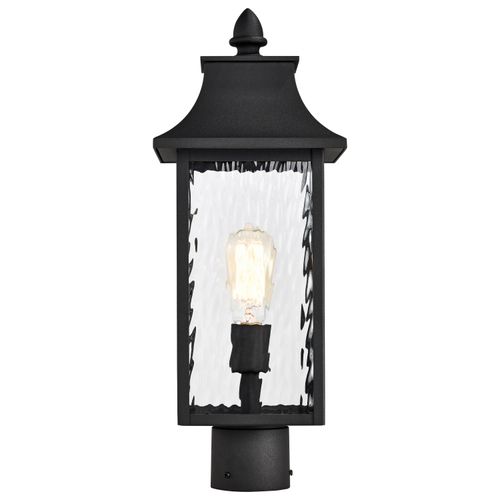 Main product image of Austen Collection Outdoor 20 inch Post Light Pole Lantern Matte Black Finish w/ Clear Water Glass