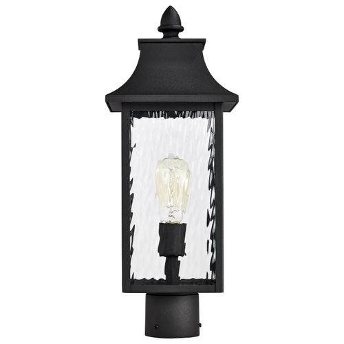 Main product image of Austen Collection Outdoor 20 inch Post Light Pole Lantern Matte Black Finish w/ Clear Water Glass