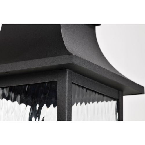 Main product image of Austen Collection Outdoor 20 inch Post Light Pole Lantern Matte Black Finish w/ Clear Water Glass