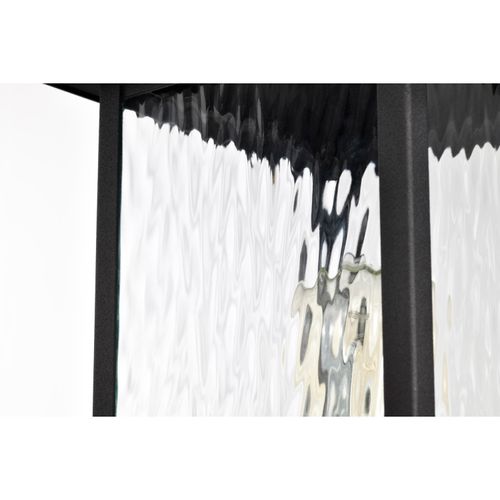 Main product image of Austen Collection Outdoor 20 inch Post Light Pole Lantern Matte Black Finish w/ Clear Water Glass