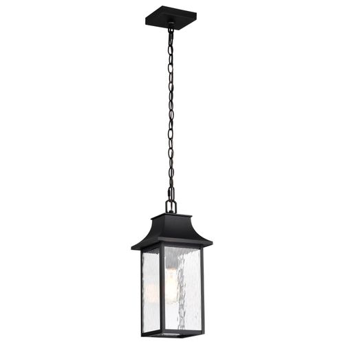 Main product image of Austen Collection Outdoor 17 inch Hanging Light Matte Black Finish w/ Clear Water Glass