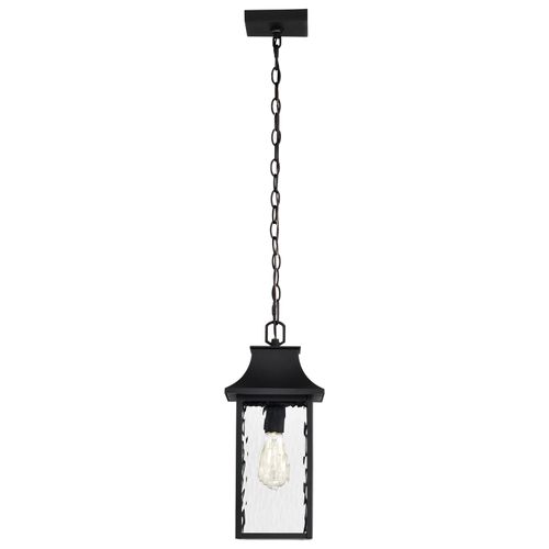 Main product image of Austen Collection Outdoor 17 inch Hanging Light Matte Black Finish w/ Clear Water Glass