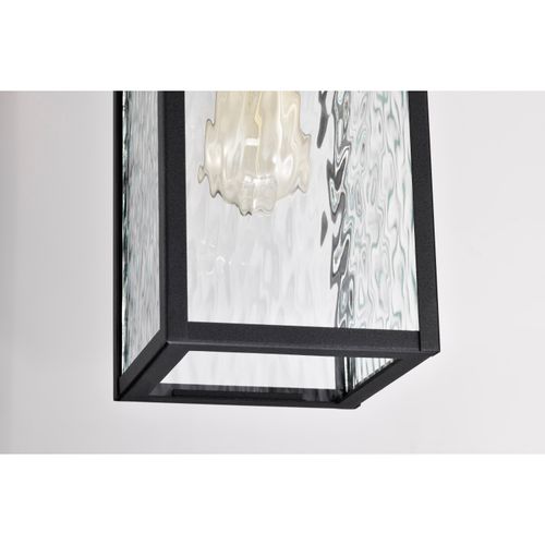 Main product image of Austen Collection Outdoor 17 inch Hanging Light Matte Black Finish w/ Clear Water Glass