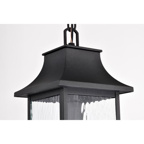 Main product image of Austen Collection Outdoor 17 inch Hanging Light Matte Black Finish w/ Clear Water Glass