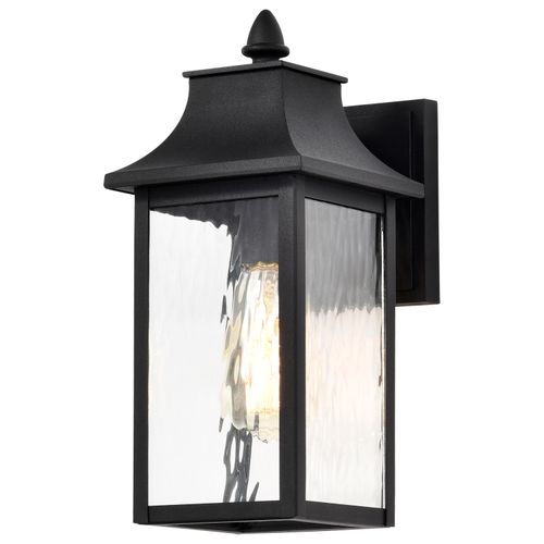 Main product image of Austen Collection Outdoor 13 inch Small Wall Light Matte Black Finish w/ Clear Water Glass