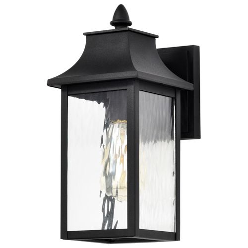Main product image of Austen Collection Outdoor 13 inch Small Wall Light Matte Black Finish w/ Clear Water Glass