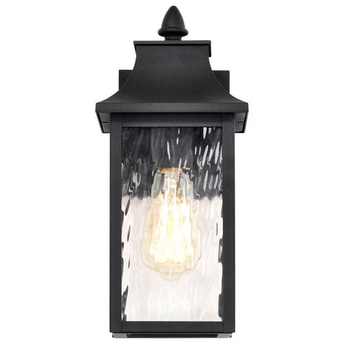 Main product image of Austen Collection Outdoor 13 inch Small Wall Light Matte Black Finish w/ Clear Water Glass