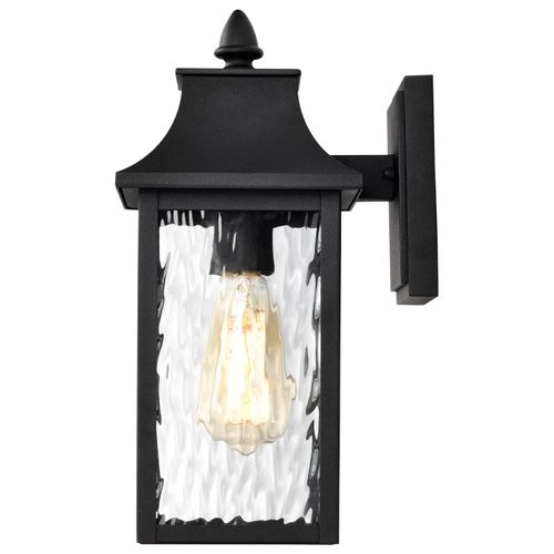 Main product image of Austen Collection Outdoor 13 inch Small Wall Light Matte Black Finish w/ Clear Water Glass