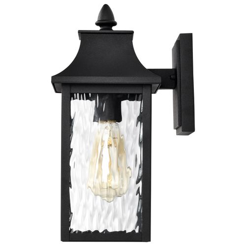 Main product image of Austen Collection Outdoor 13 inch Small Wall Light Matte Black Finish w/ Clear Water Glass