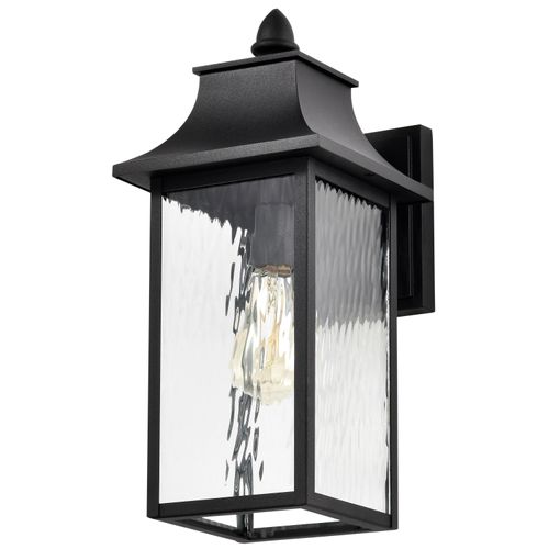 Main product image of Austen Collection Outdoor 17 inch Large Wall Light Matte Black Finish w/ Clear Water Glass
