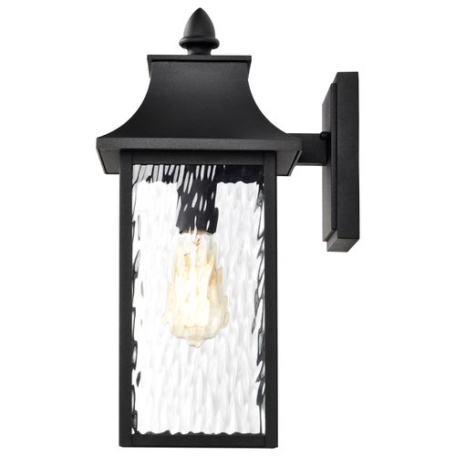 Main product image of Austen Collection Outdoor 17 inch Large Wall Light Matte Black Finish w/ Clear Water Glass