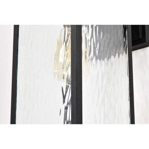 Main product image of Austen Collection Outdoor 17 inch Large Wall Light Matte Black Finish w/ Clear Water Glass