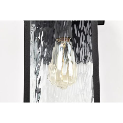 Main product image of Austen Collection Outdoor 17 inch Large Wall Light Matte Black Finish w/ Clear Water Glass