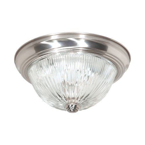 Main product image of 2 Light 11" Flush Mount Clear Ribbed Glass Color retail packaging