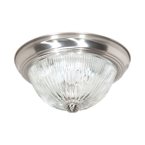Main product image of 2 Light 13" Flush Mount Clear Ribbed Glass Color retail packaging