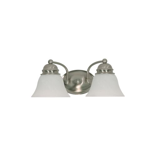 Main product image of Empire 2 Light 15" Vanity w/ Alabaster Glass Bell Shades Color retail packaging