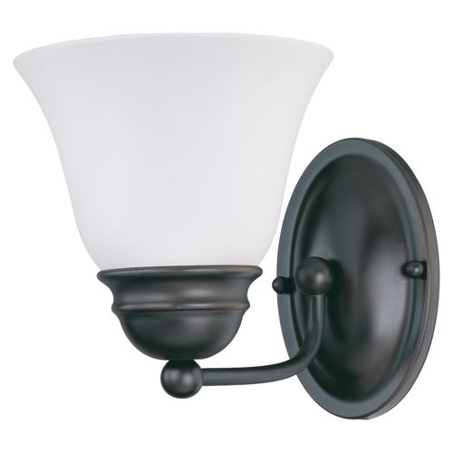 Main product image of Empire 1 Light 7" Vanity w/ Frosted White Glass Color retail packaging