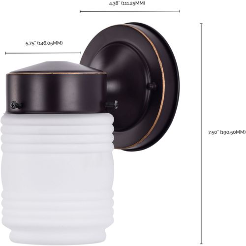 Main product image of 1 Light 6" Porch Wall Mason Jar w/ Frosted Glass Mahogany Bronze Finish Color retail packaging